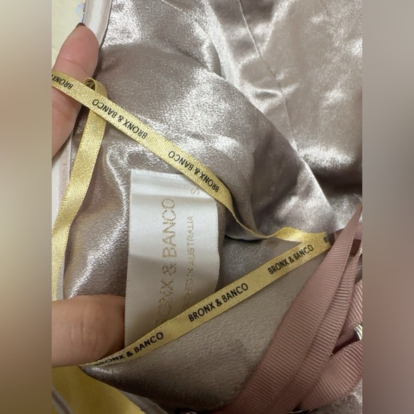 Bronx & Banco Pink Satin Strapless Sequin Tassel High Slit Gina Gown S NWOT - Picture 14 of 14